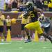 Wide receiver Joe Reynolds runs the ball for a touchdown after recovering the ball off of a Central Michigan blocked punt during the fist quarter of their game, Saturday, Aug, 31.
Courtney Sacco I AnnArbor.com 